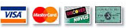 Visa, Master Card, Discover and American Express
